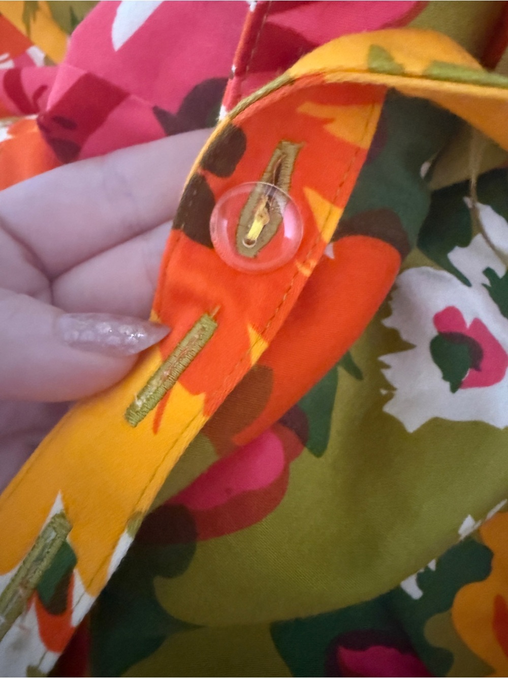 Trashy Diva Floral Dress in Pink, Orange, Olive Green - Picture 4 of 4